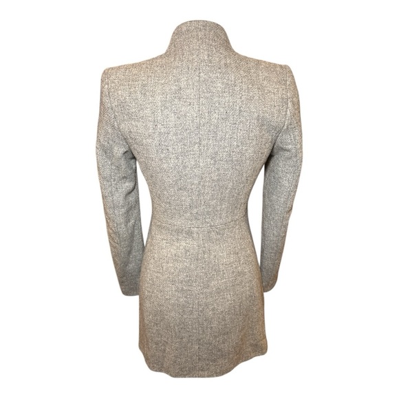 Zara Wool Frock Coat XS Gray Marl Inverted Lapel Winter Fall Overcoat Jacket - Picture 9 of 16